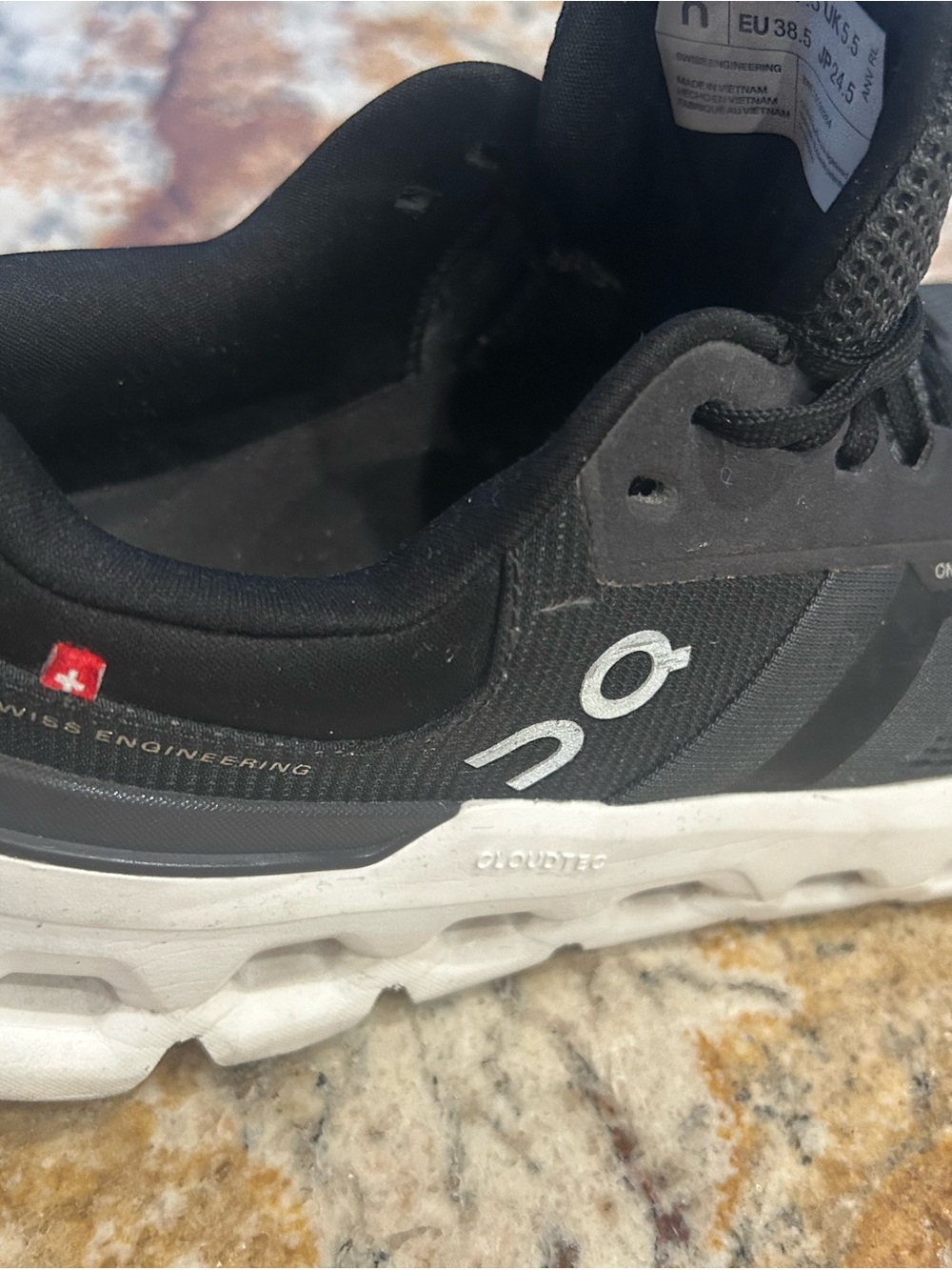 On Running Men's Black and White Cloud Sneakers - Picture 2 of 7
